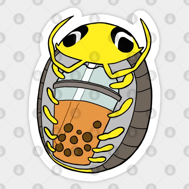 Rubber Ducky Isopod loves Boba Tea Sticker by SNK Kreatures